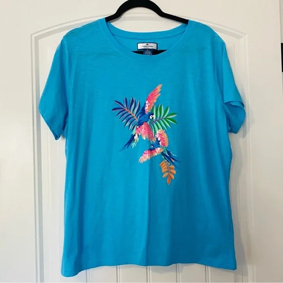 Blue Parrot Embroidered Women's Top - Picture 1 of 4